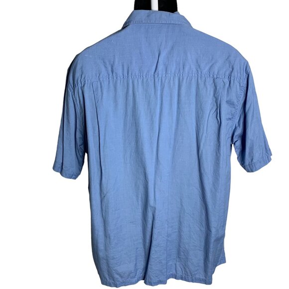 Marlin Trading Embroidered Button Up Camp Shirt L Blue Short Sleeves Pocket - Picture 5 of 7